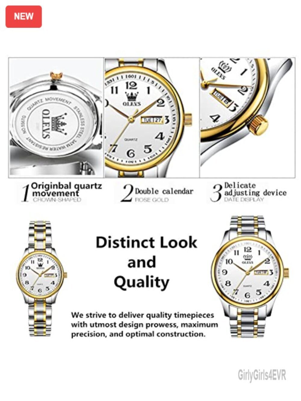 Analog Quartz Watch Stainless Steel Waterproof Calendar Business Wrist Watch - Picture 3 of 7